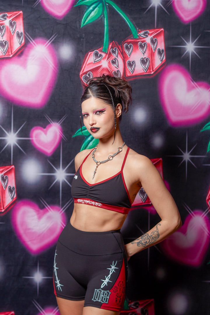 No Mercy Nahstia Energy Bra in Black/Red