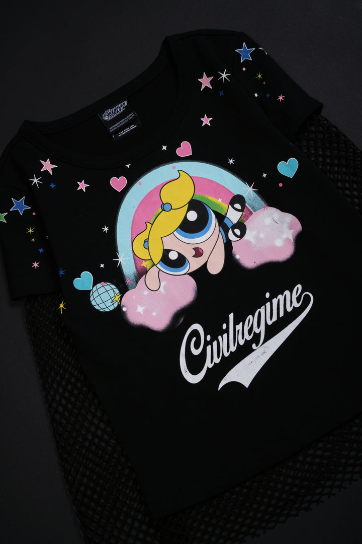 Cry Baby Hellveil Mesh Twofer in Black