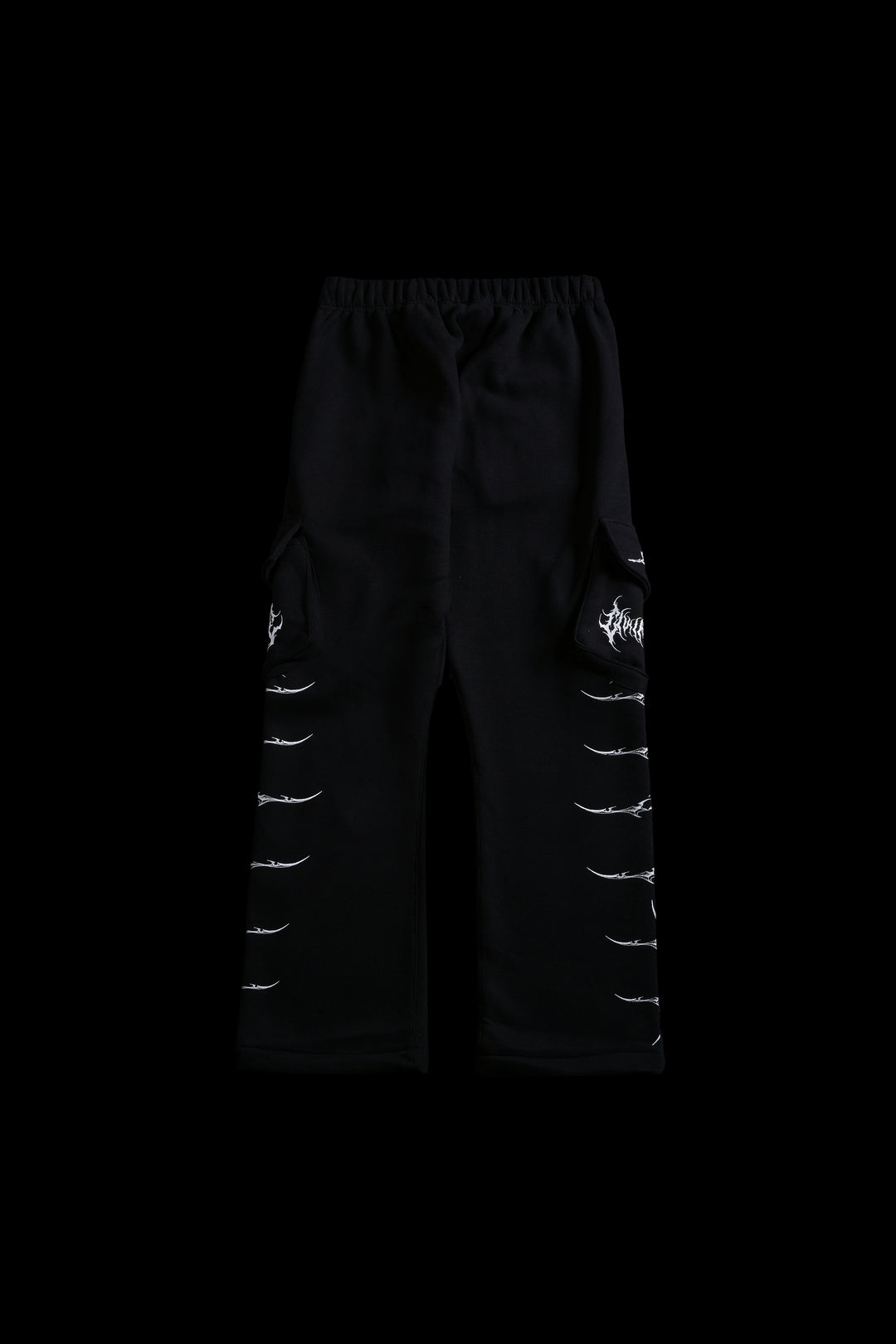 Civil Wide Leg Cargo Fleece Pants in Black