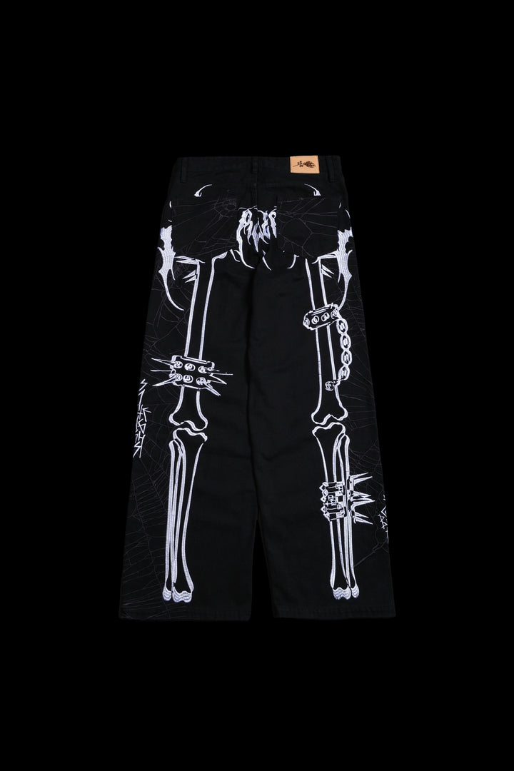 Rose Bones Raw Denim Jeans in Black
