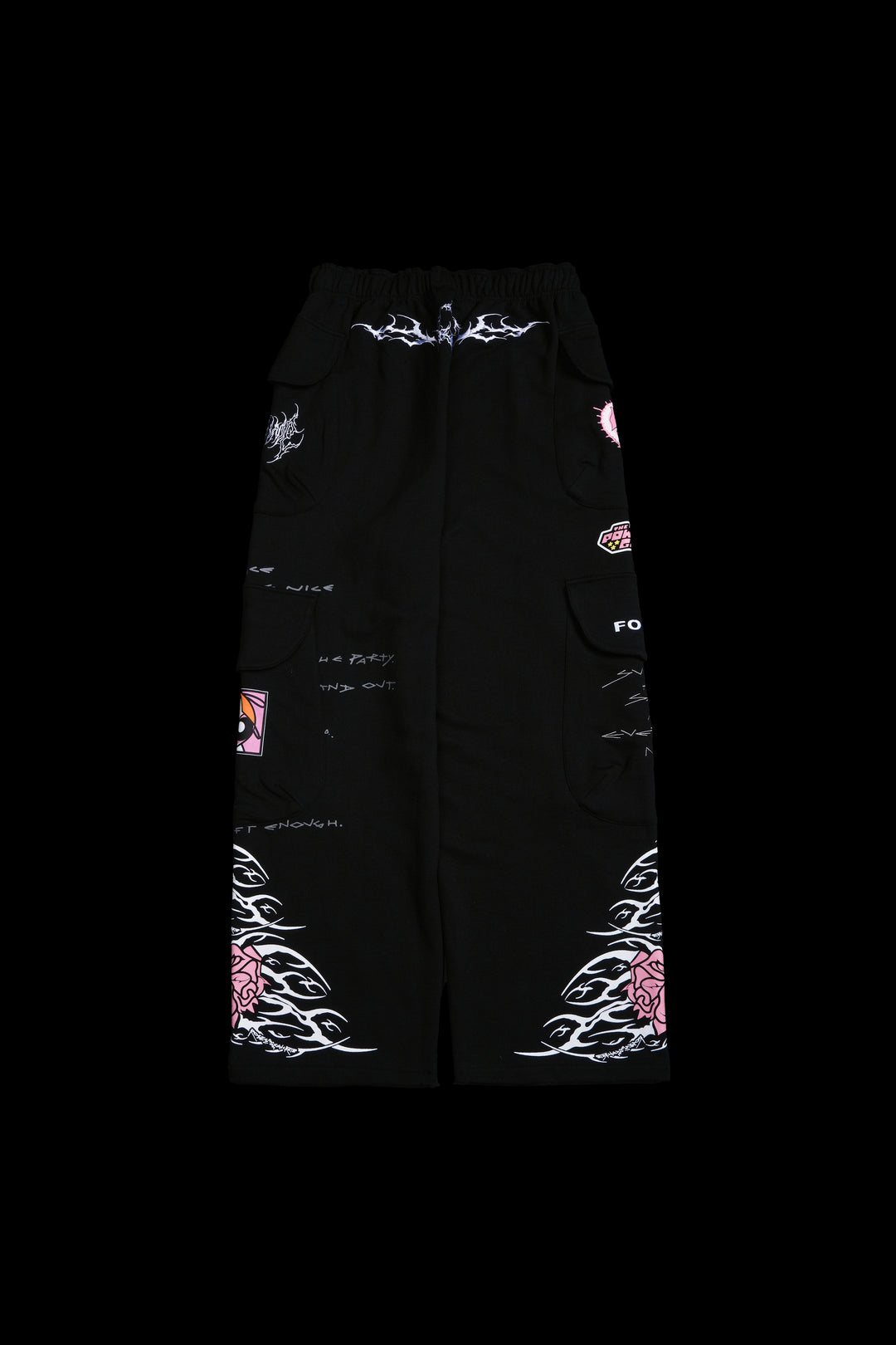 Bloom Blossom Vault Cargo Baggy Pants in Black