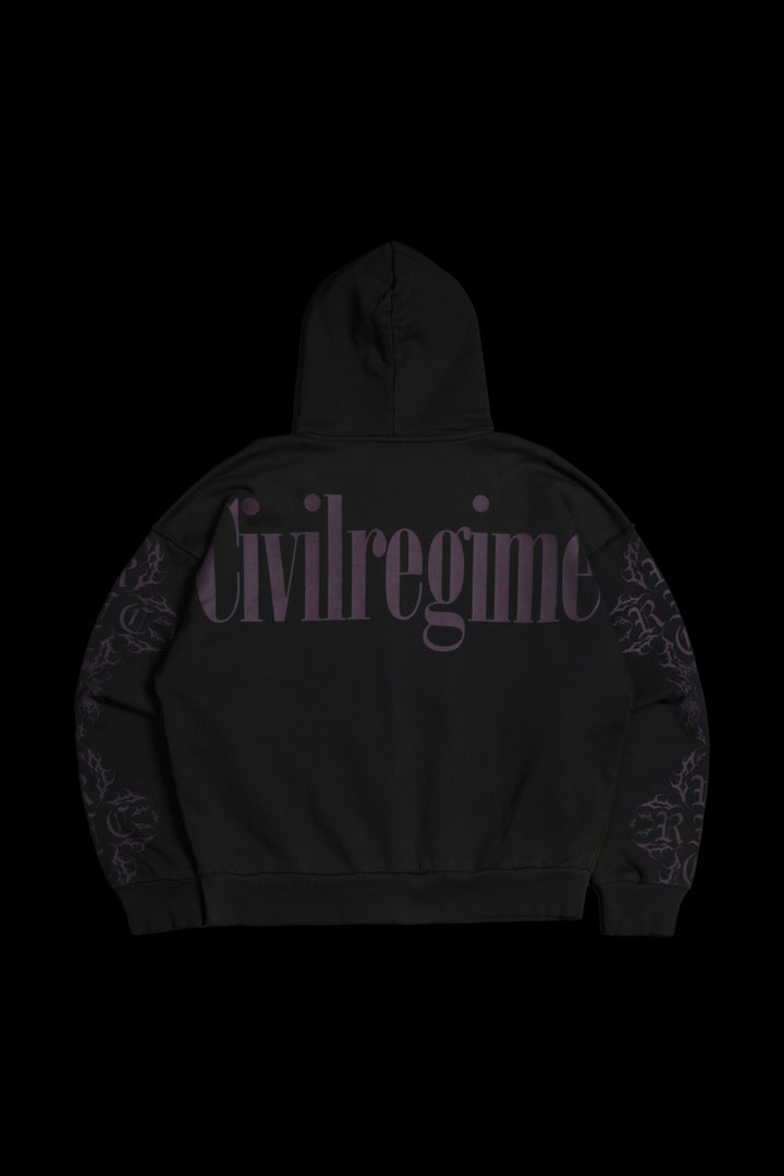 Roses In The Bloom Civil Zip Up Hoodie in Black