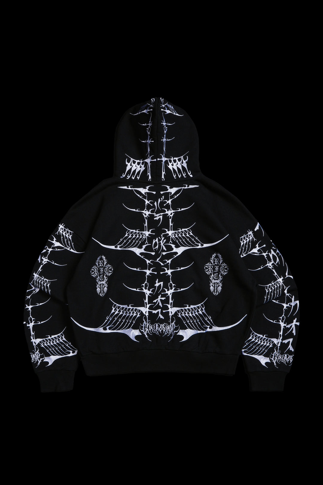 Bankai Brigade Outliers Distressed Zip Up Hoodie in Black