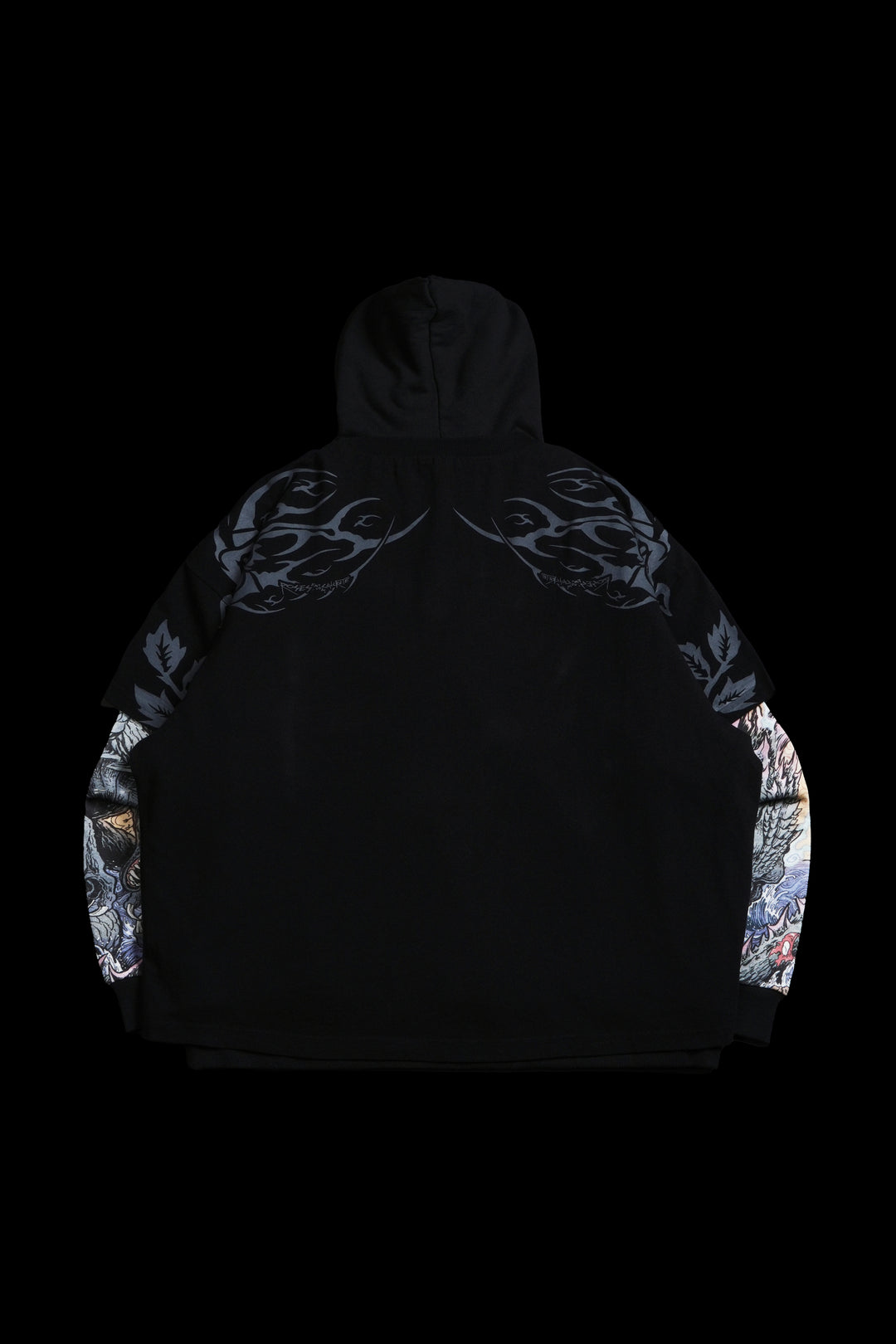 Monsters In Time Lex Double Layer Hoodie in Black/Black