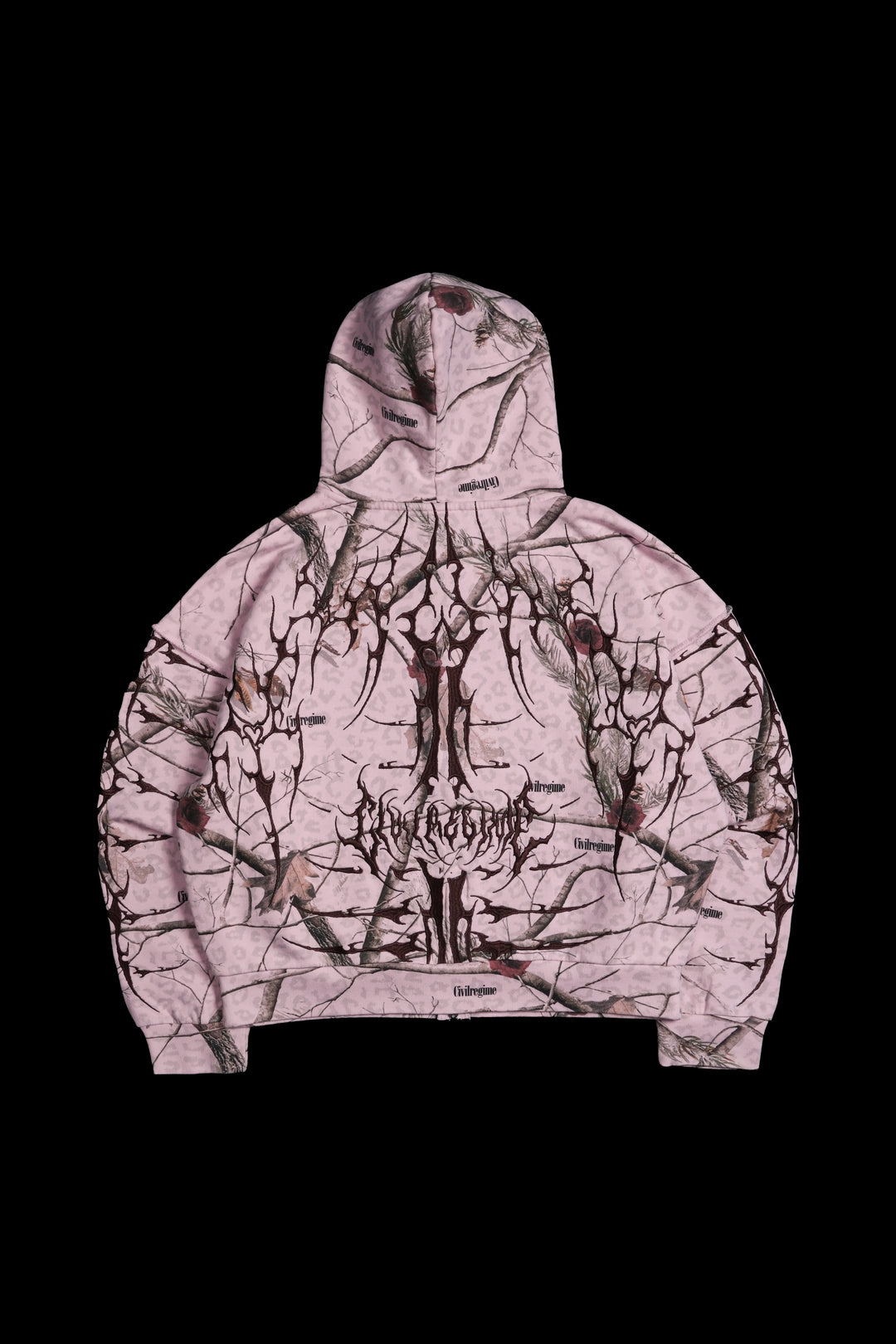 Core Brigade Civil Zip Up Hoodie in Baby Pink Real Leopard Camo
