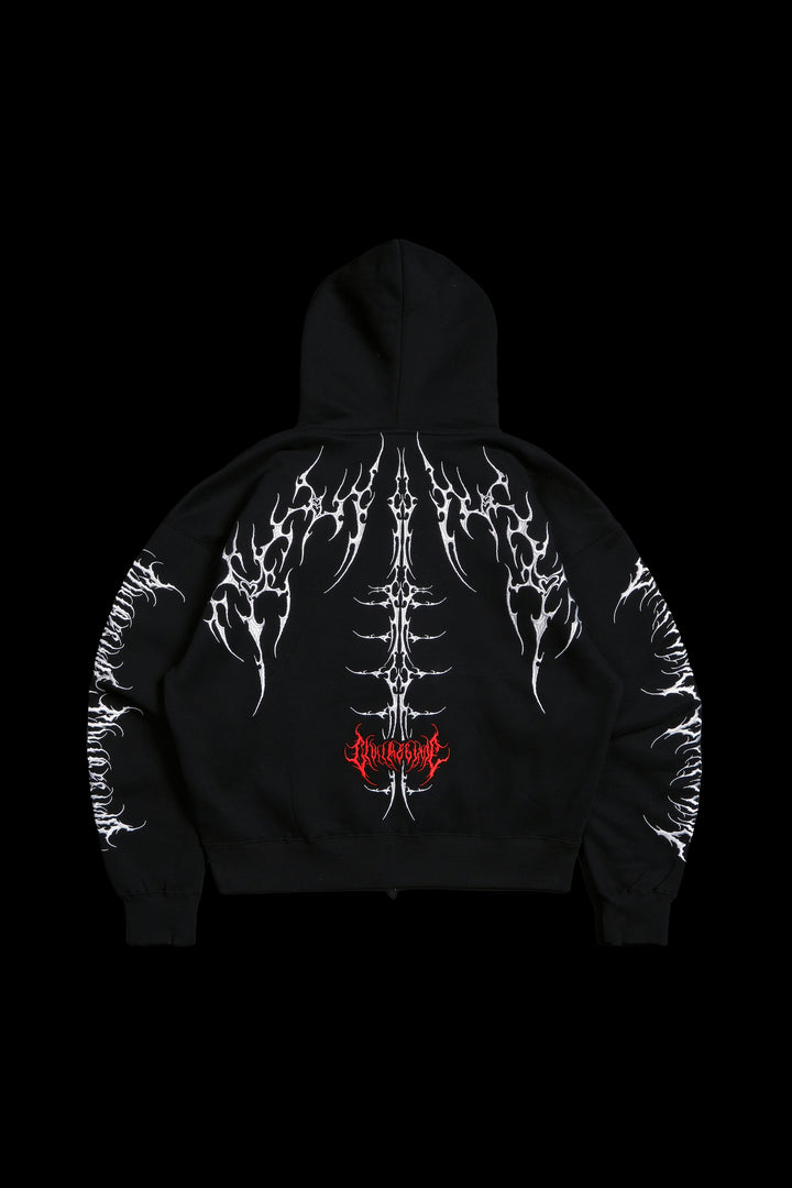 Chaos Regime Zip Up Hoodie in Black