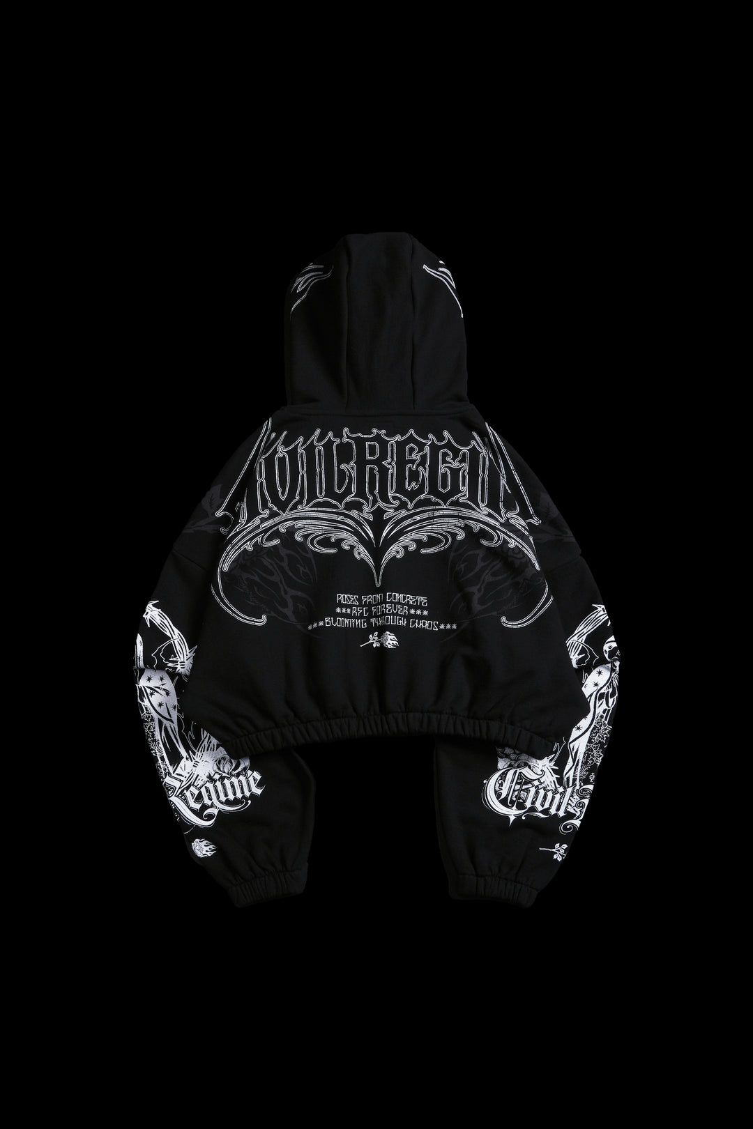 Bloom &amp; Conquer Ultra Cropped Hoodie in Black