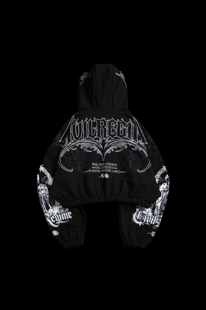 Bloom &amp; Conquer Ultra Cropped Hoodie in Black