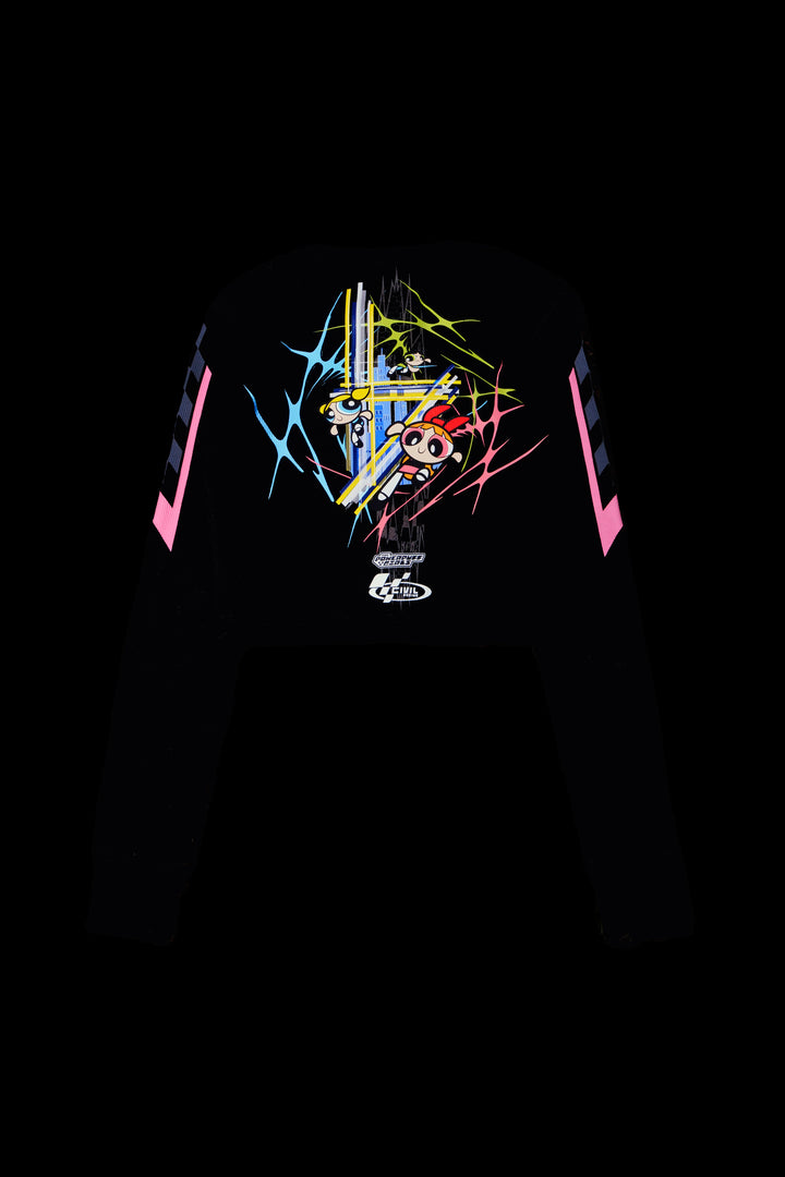 Night Patrol Crop L/S Waffle Thermal in Black