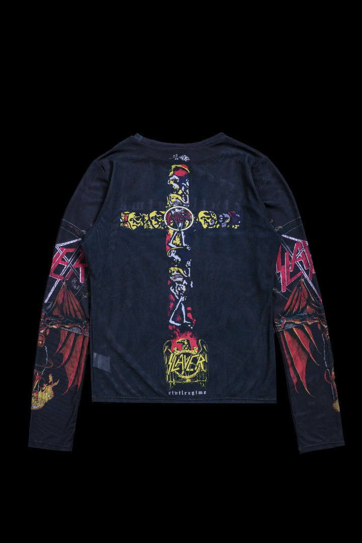 Unforgiven Mesh Cropped L/S Tee in Black