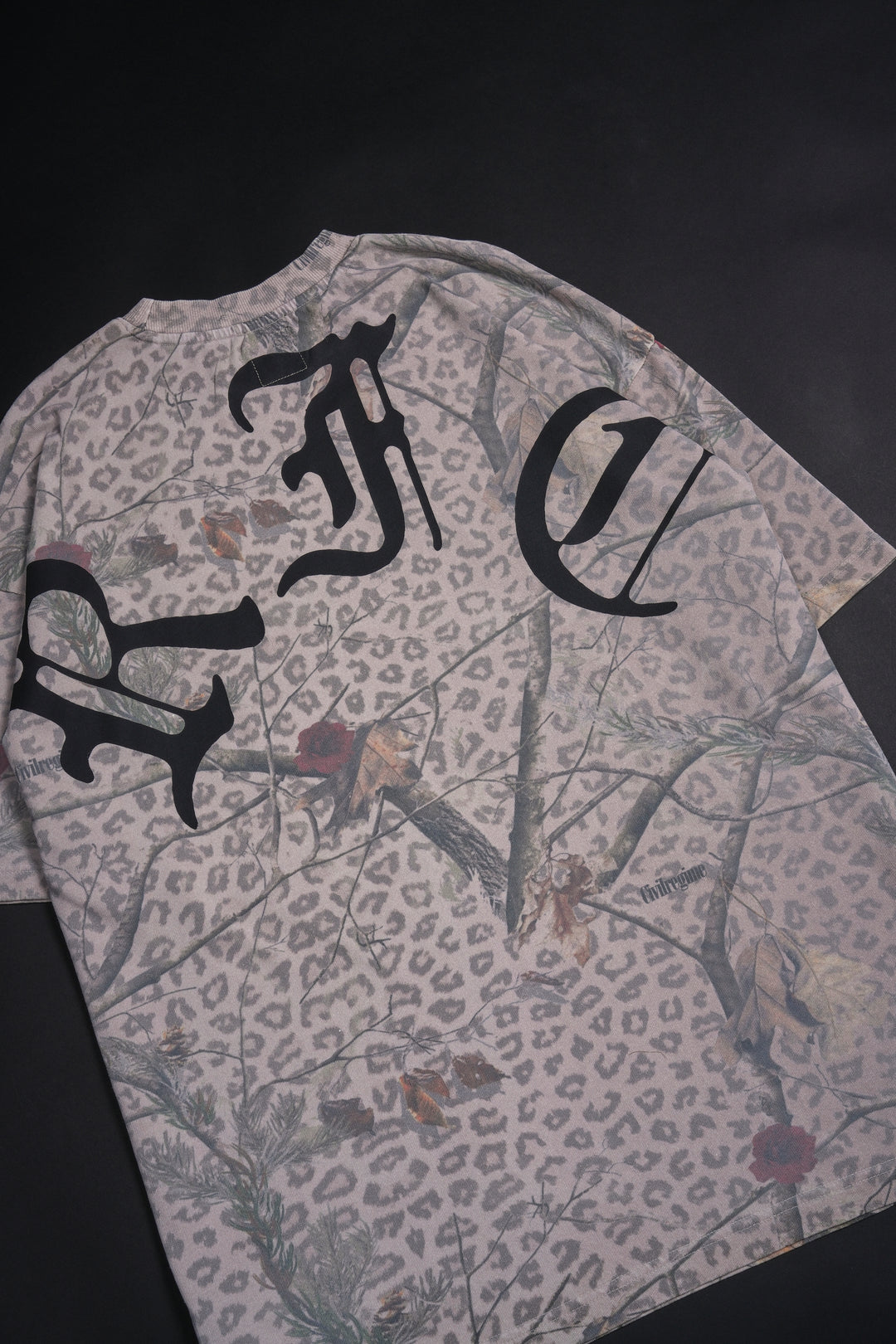 Concrete Sin American Classic Oversized Tee in Sun Wash Real Leopard Camo