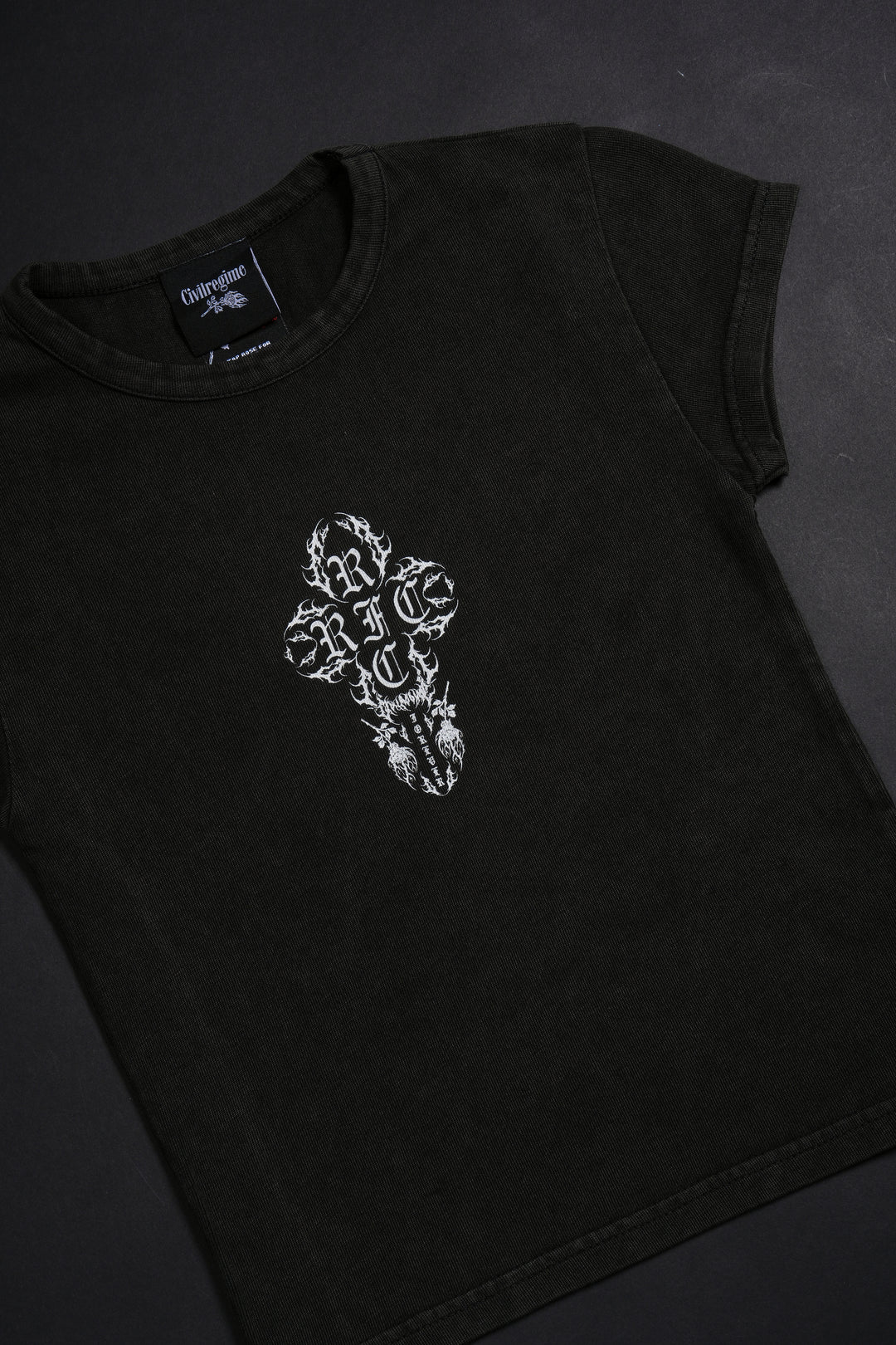 Concrete Sin Baby Tee in Sun Wash Vintage Black