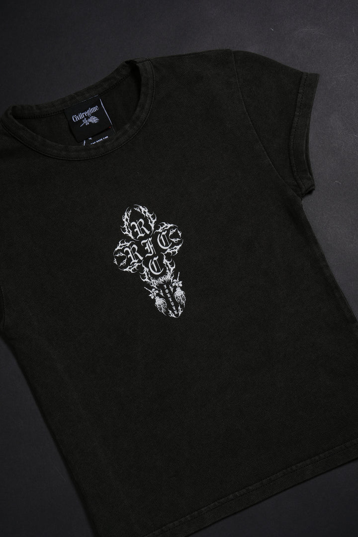 Concrete Sin Baby Tee in Sun Wash Vintage Black