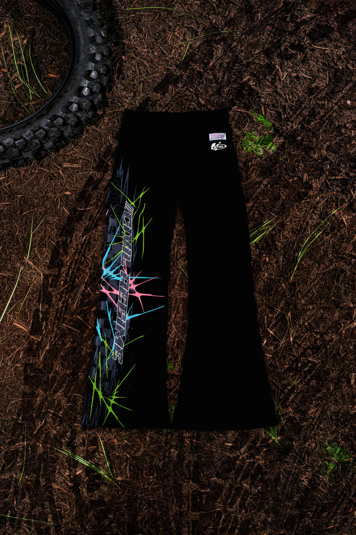 Night Patrol Waffle Thermal Flared Leggings in Black