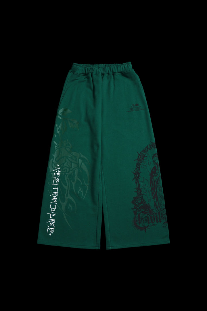 Bloom &amp; Conquer Ultra Wide Leg Pants in Deep Green