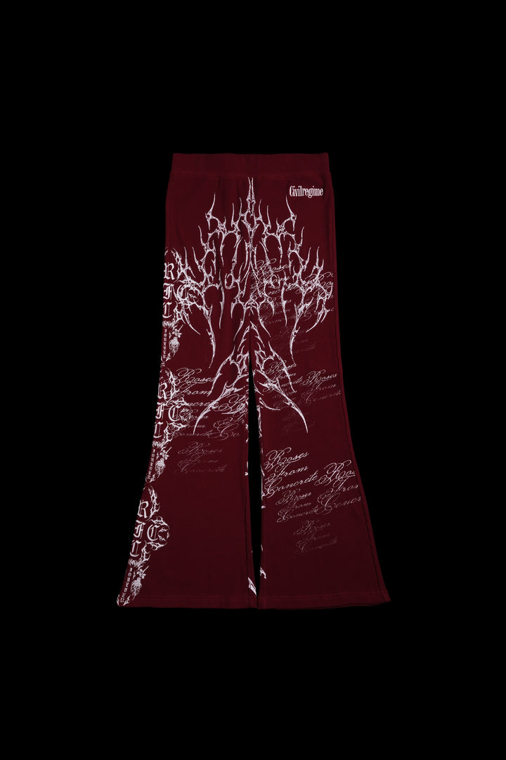 Reverse Curse Waffle Thermal Flared Leggings in Oxblood