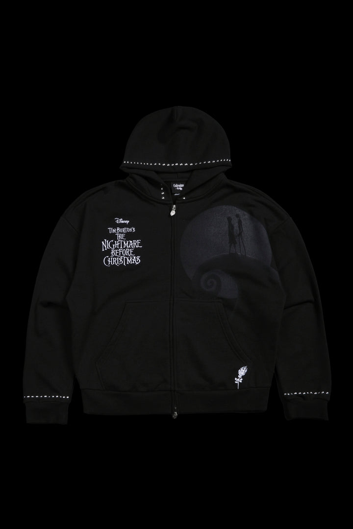 Nightmare Forever Outliers Distressed Zip Up Hoodie in Black
