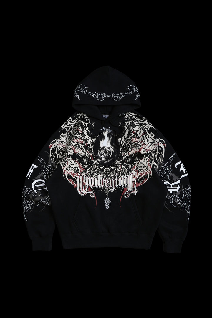 Burning Rose Regime Hoodie in Black