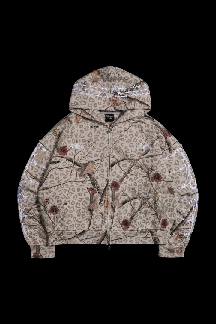 Core Brigade Civil Zip Up Hoodie in Real Leopard Camo