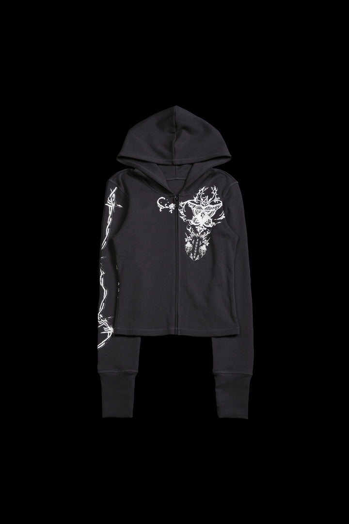 Control Alt Delete Pookie Zip Up Hoodie in Ash Gray