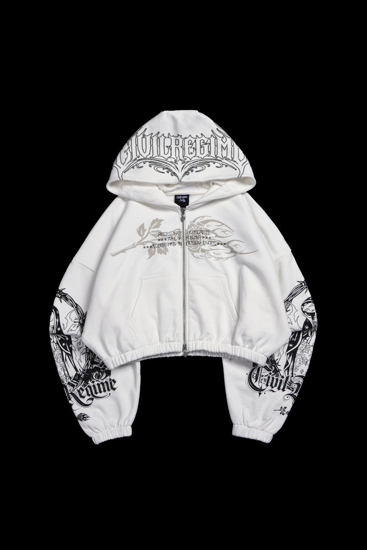 Bloom &amp; Conquer Ultra Cropped Hoodie in White