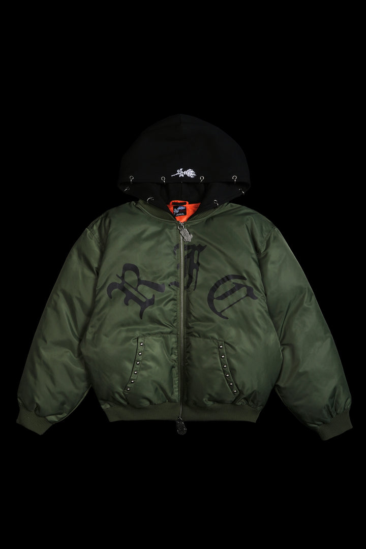 Haze Concrete Bomber Jacket in Bronze Green/Black