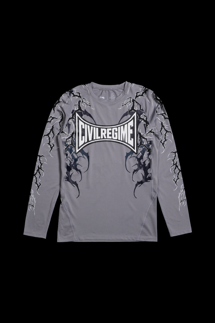 Corpse Cross Flex Scoop L/S Compression Shirt in Ash Gray