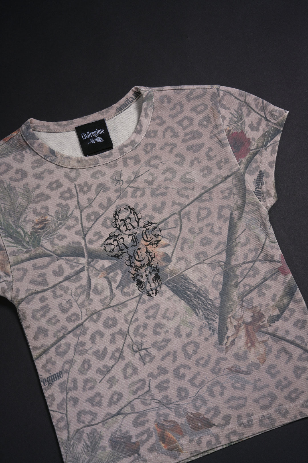 Concrete Sin Baby Tee in Sun Wash Real Leopard Camo