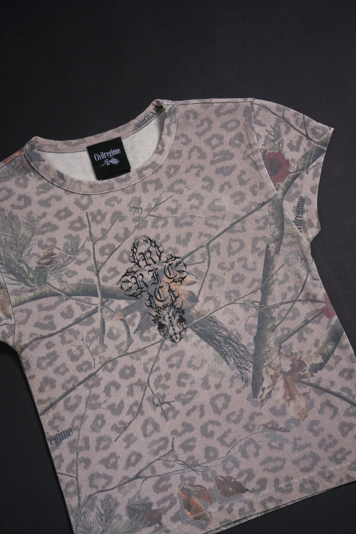 Concrete Sin Baby Tee in Sun Wash Real Leopard Camo