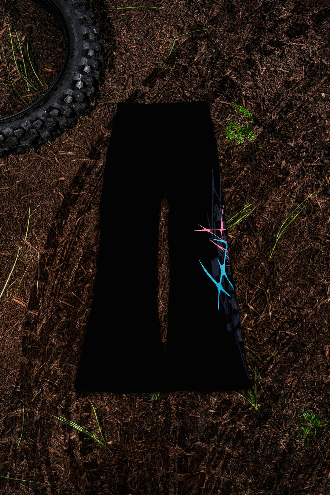 Night Patrol Waffle Thermal Flared Leggings in Black