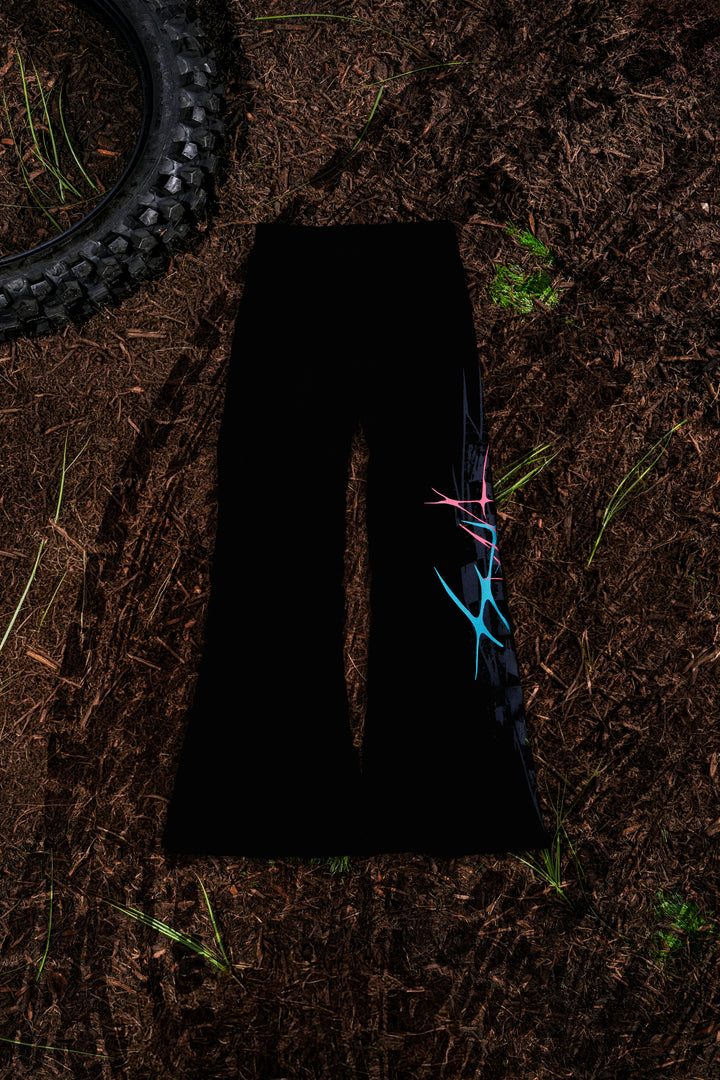 Night Patrol Waffle Thermal Flared Leggings in Black