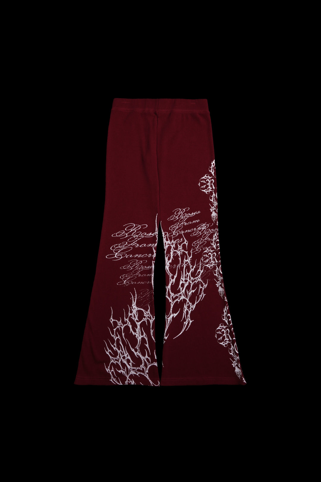 Reverse Curse Waffle Thermal Flared Leggings in Oxblood