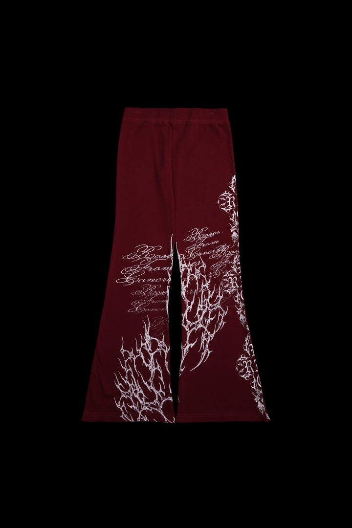 Reverse Curse Waffle Thermal Flared Leggings in Oxblood
