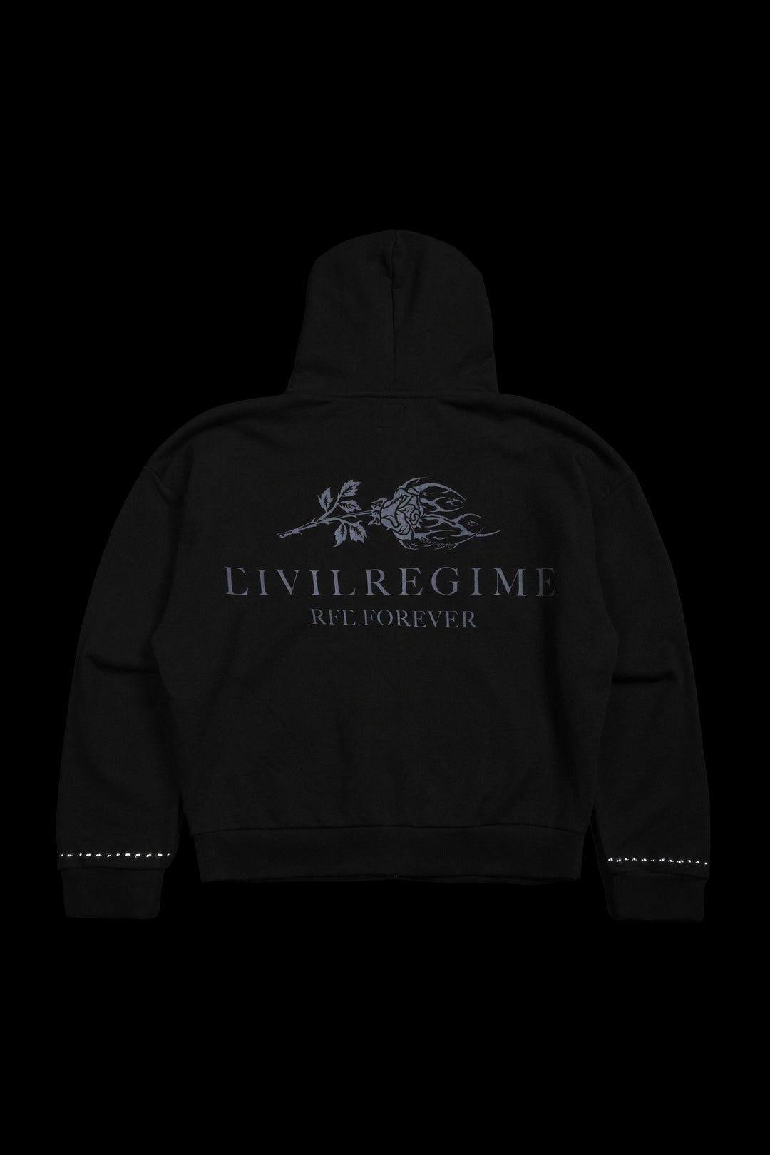 Nightmare Forever Outliers Distressed Zip Up Hoodie in Black