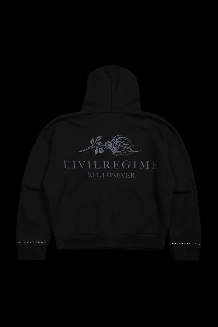 Nightmare Forever Outliers Distressed Zip Up Hoodie in Black