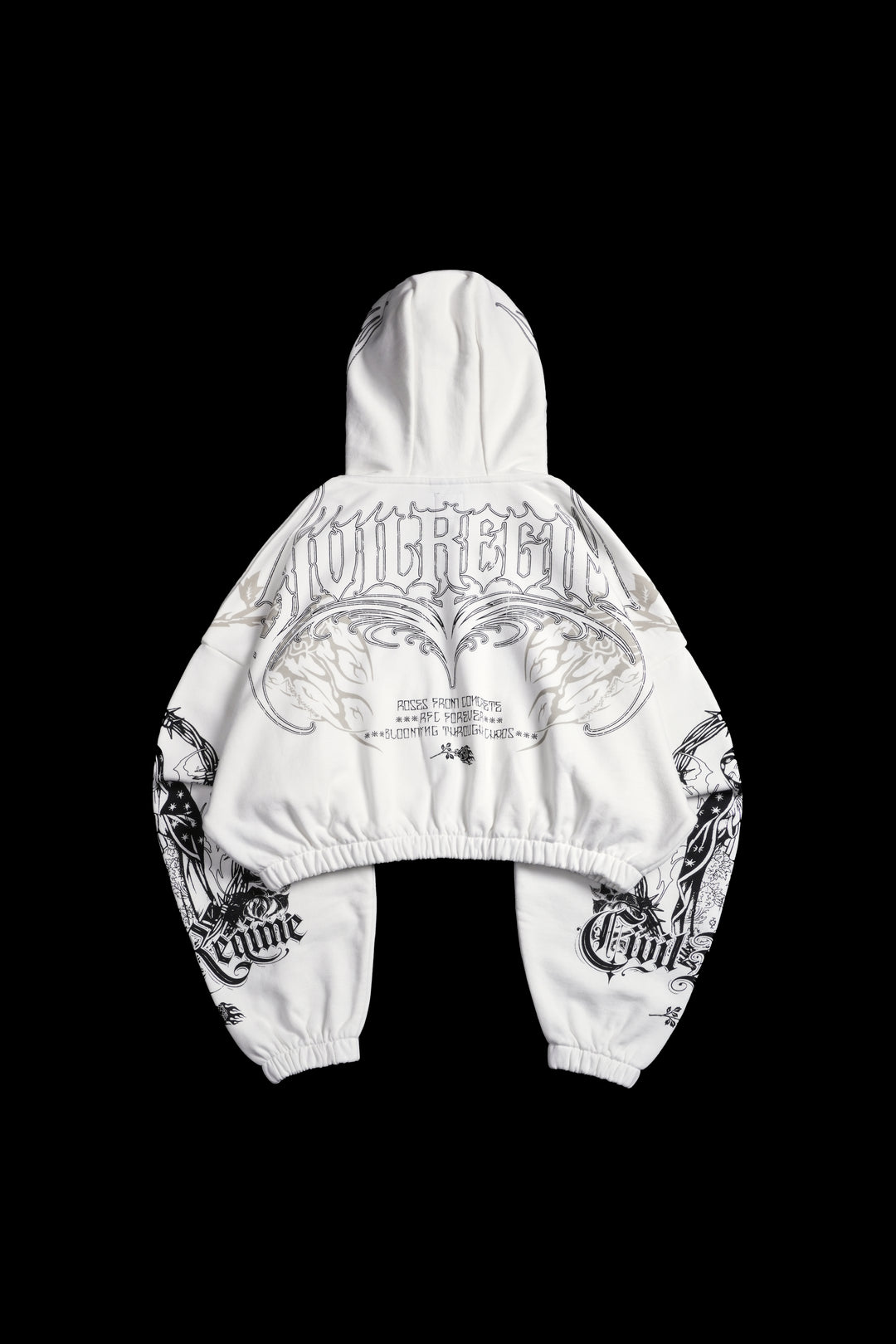 Bloom &amp; Conquer Ultra Cropped Hoodie in White