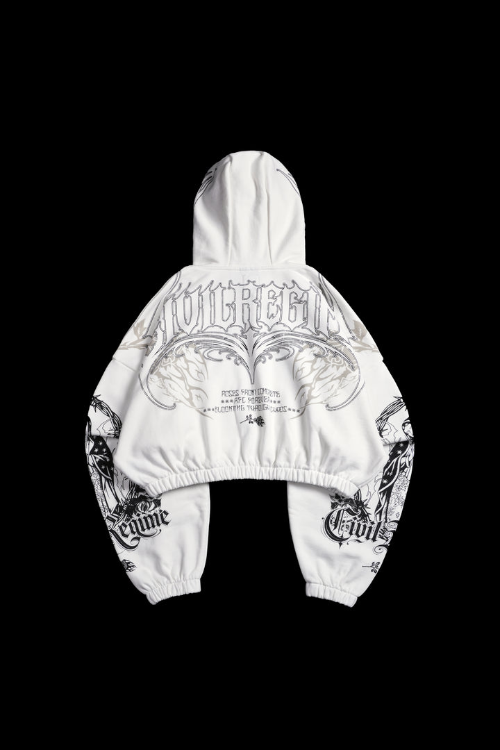 Bloom &amp; Conquer Ultra Cropped Hoodie in White