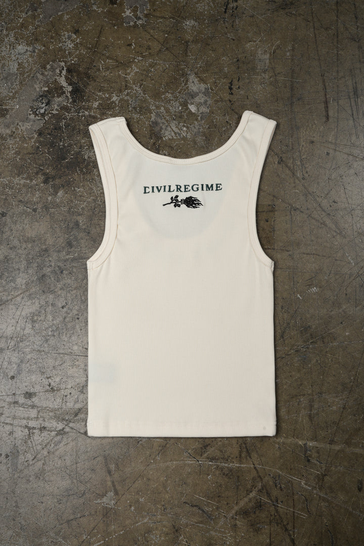 Civil Dispute Cropped Ribbed Tank in Butter