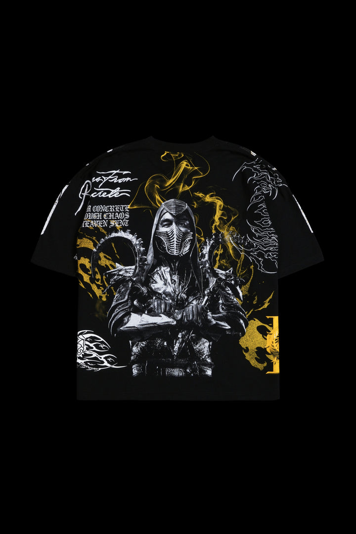 THE CRACK HEAD THAT LABELED THIS WRONG PUT SCORP AND ITS ACTUALLY NOOB .. HES A LOSER AND HE JUST GOT FIRED Chaos "Side By Side" 199X Oversized Tee in Black