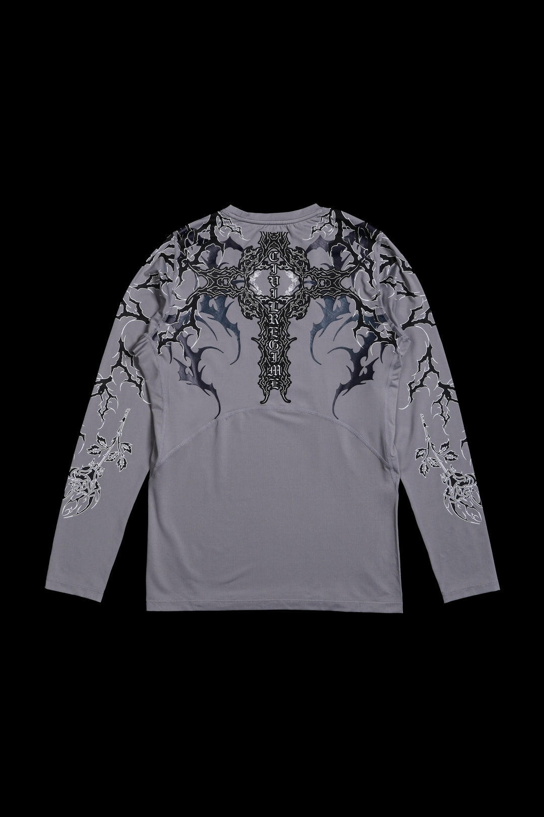 Corpse Cross Flex Scoop L/S Compression Shirt in Ash Gray