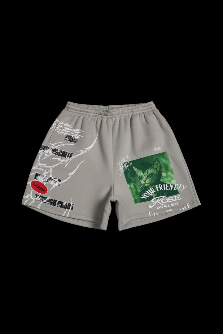 Rose Dealer Thorns Baggy Shorts in Ash Gray