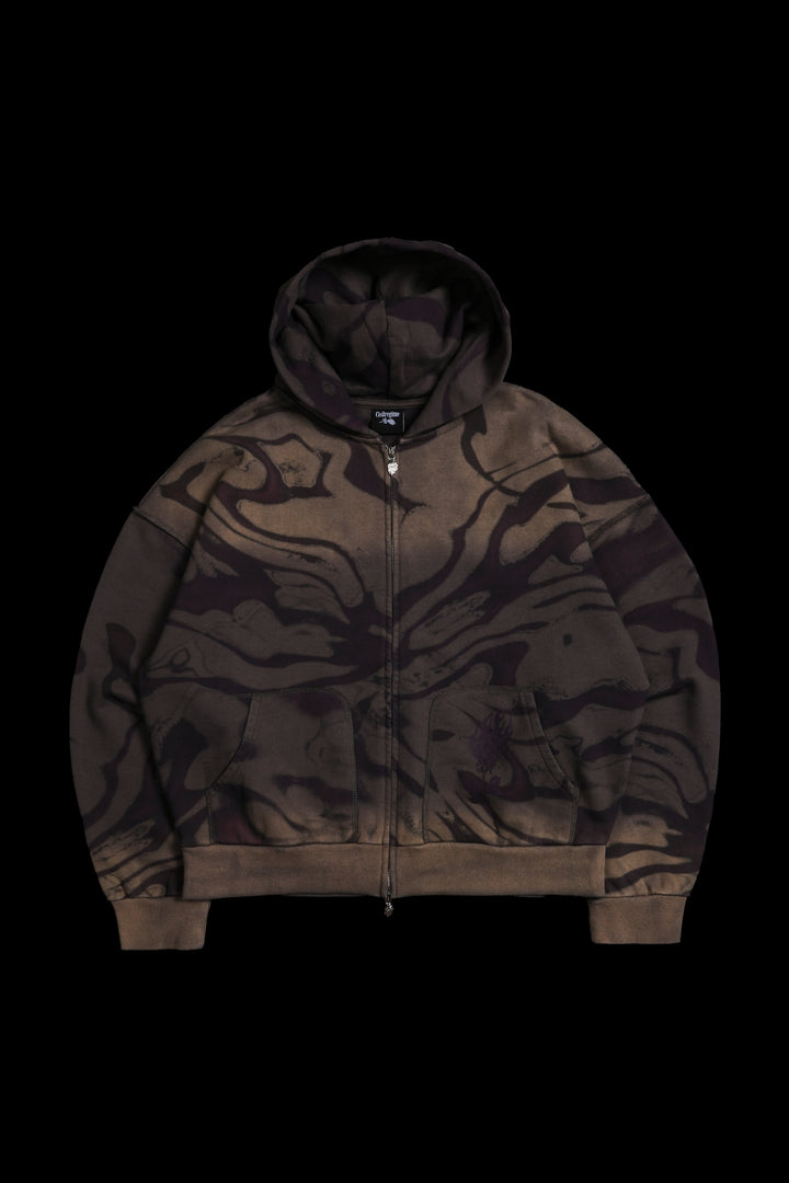 Midnight Whisper Civil Zip Up Hoodie in Purple Stream