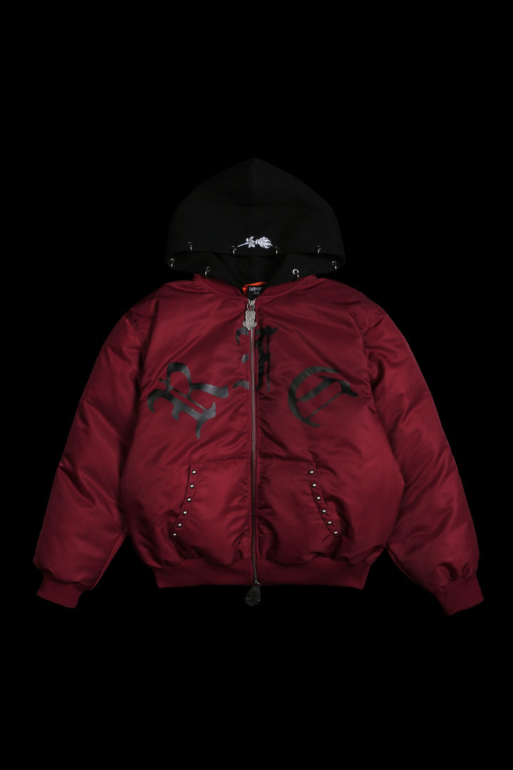 Haze Concrete Bomber Jacket in Ox Blood/Black