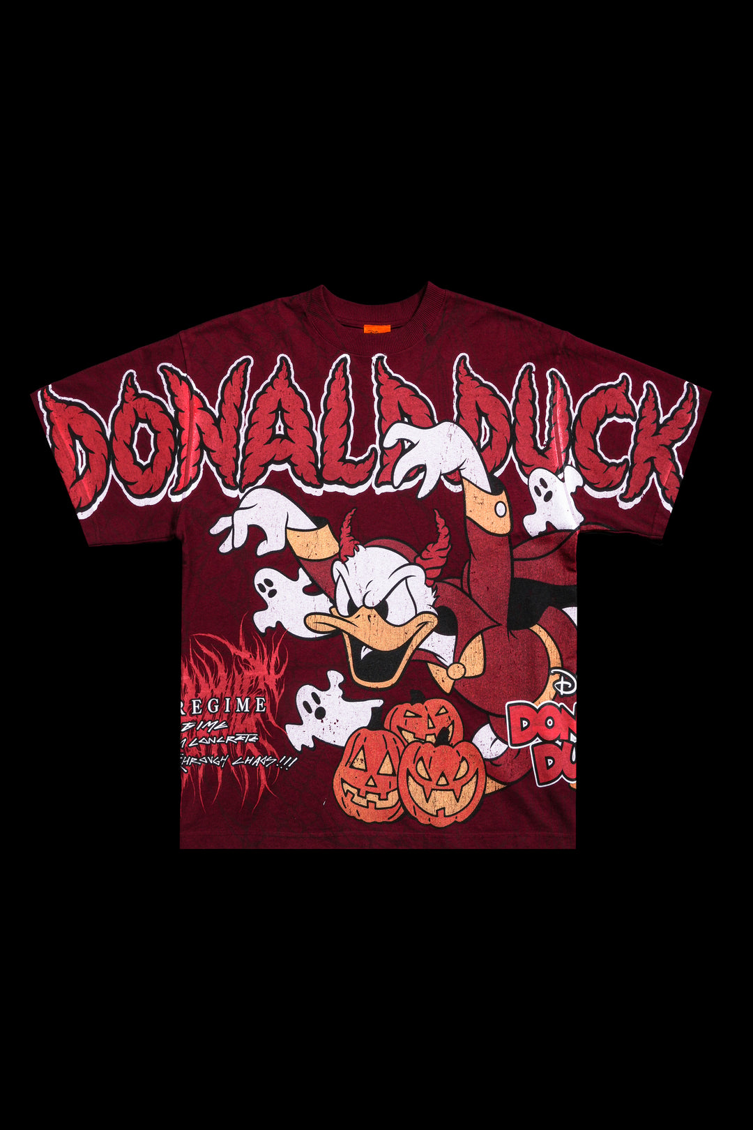 Donald Duck Chaos 199X Oversized Tee in Oxblood