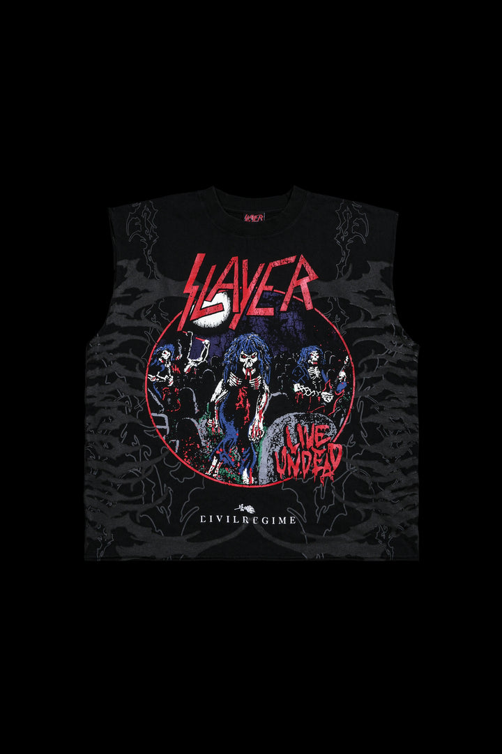 Undead Chaos 199X Cropped Muscle Tee in Vintage Black