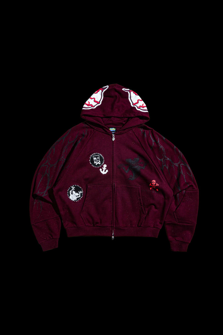 Lost In The Tides Destroy Hoodie in Oxblood