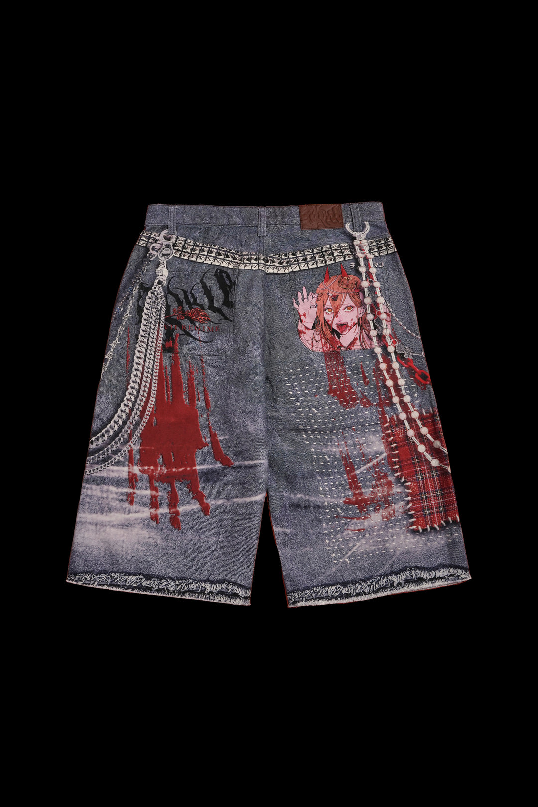 Regime Rebellion Long Denim Shorts in Vintage Black