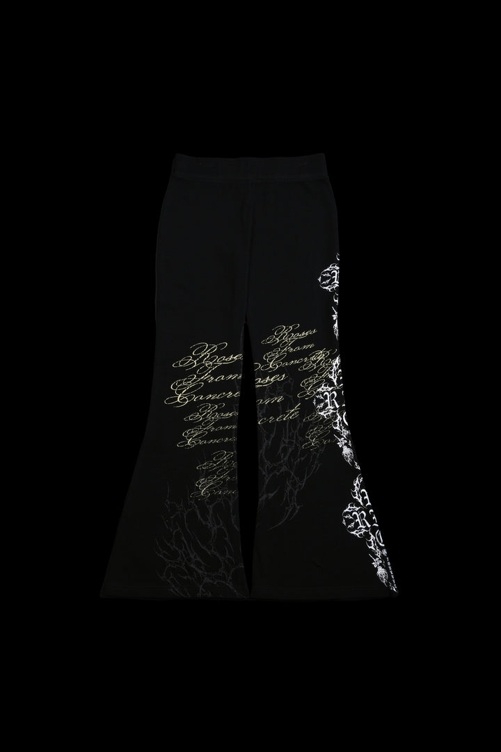 Reverse Curse Waffle Thermal Flared Leggings in Black