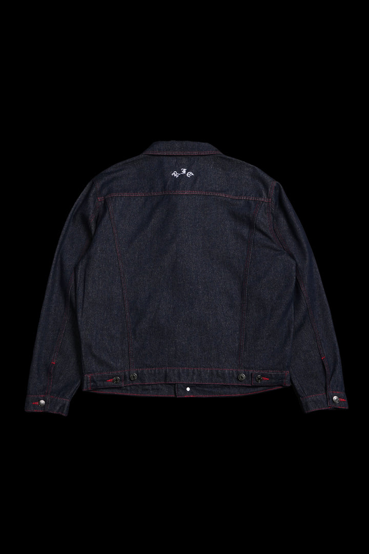 Deep Blue Attack Raw Denim Jean Jacket in Blue