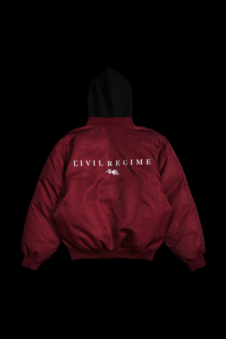 Haze Concrete Bomber Jacket in Ox Blood/Black